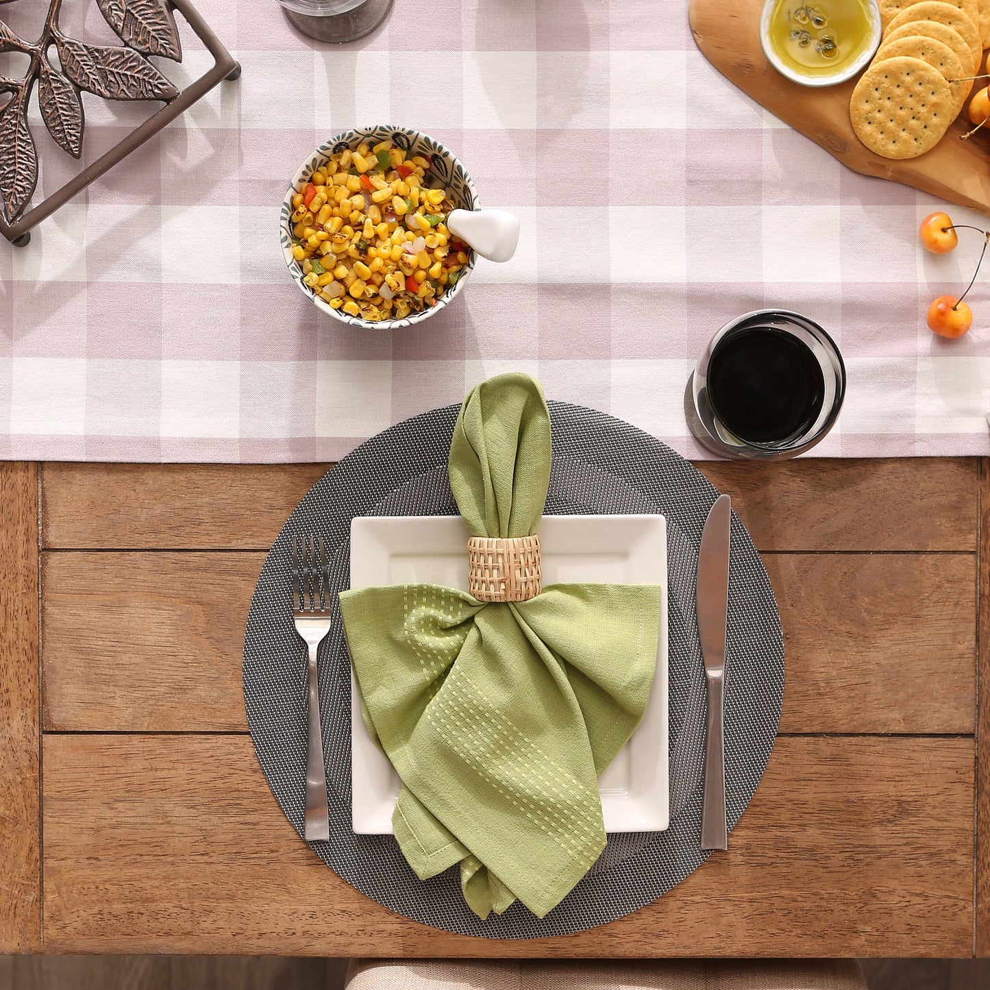 Gray Round  Double-Frame Placemats, Set Of 6