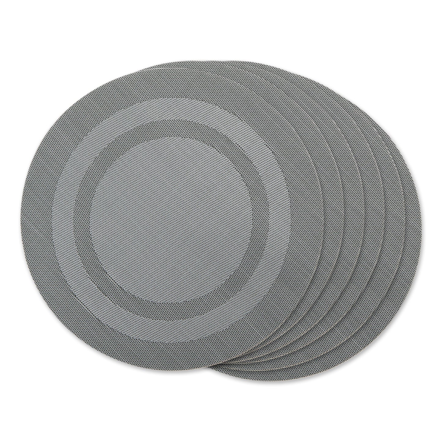 Gray Round  Double-Frame Placemats, Set Of 6