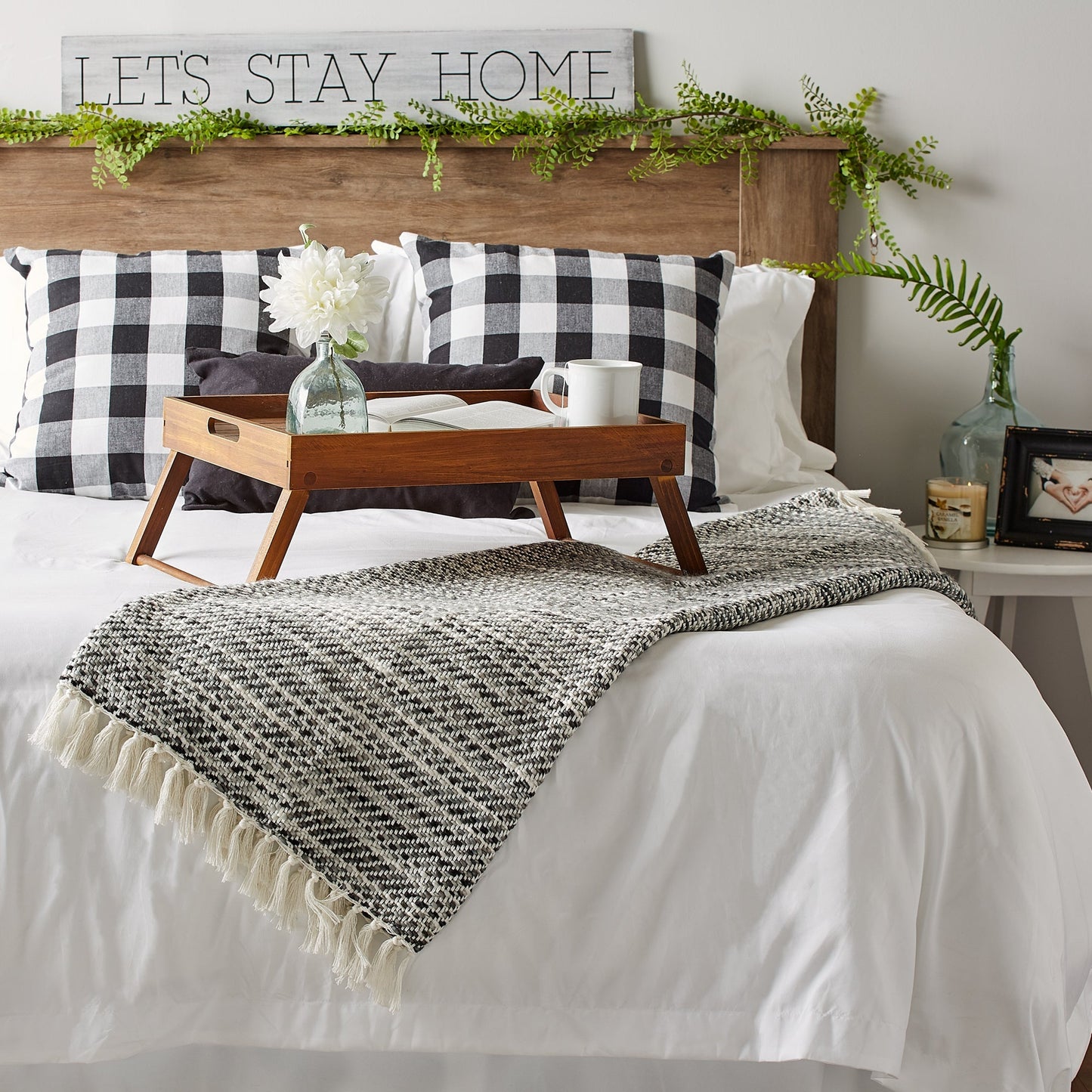Gray Tone Diagonal Stripe Acrylic Throw