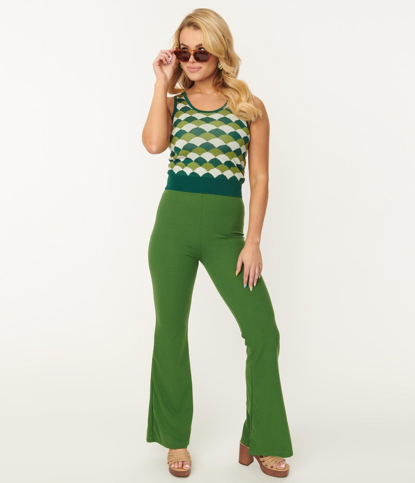 Green Flare Pants