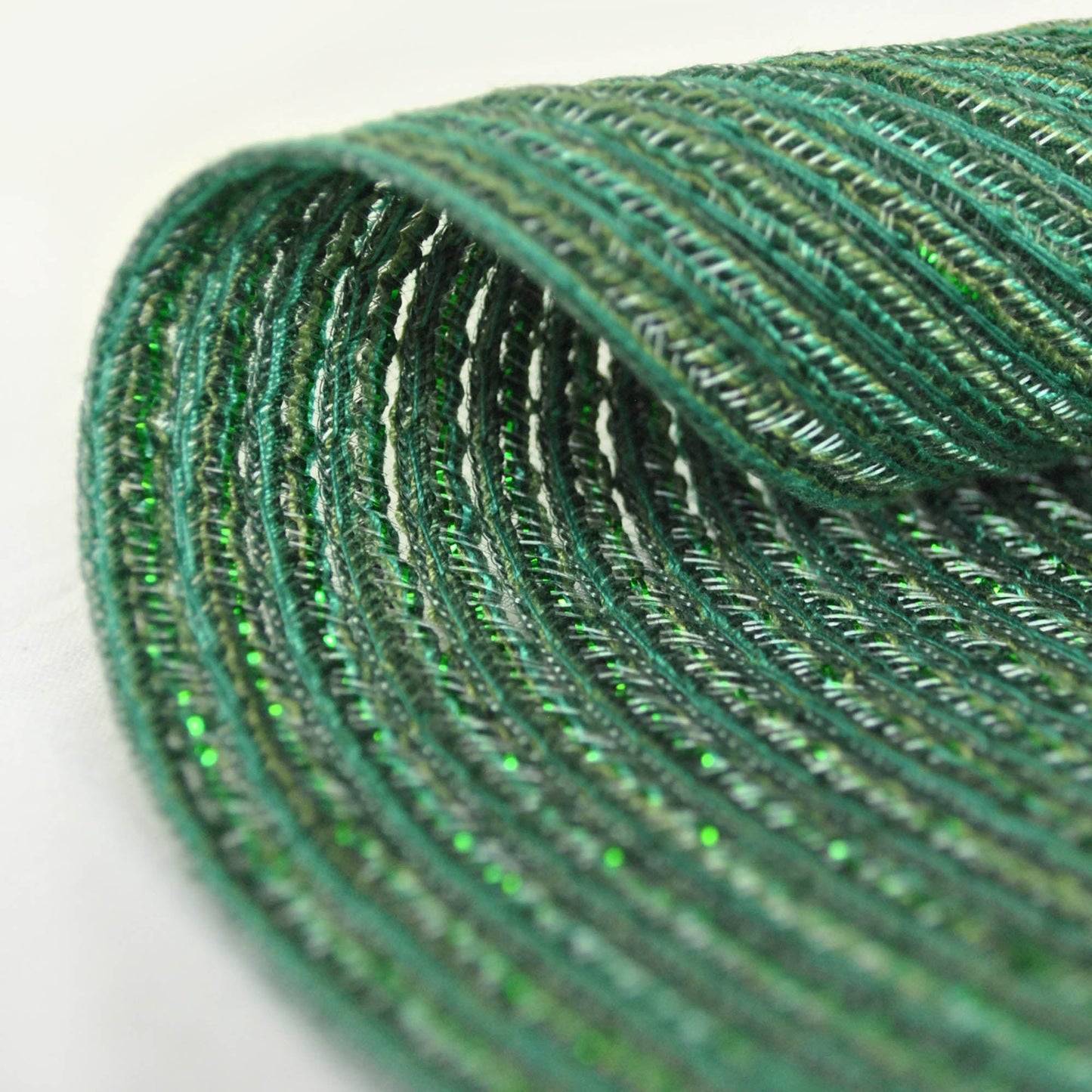 Green Metallic Variegated Round Woven Placemats, Set Of 6