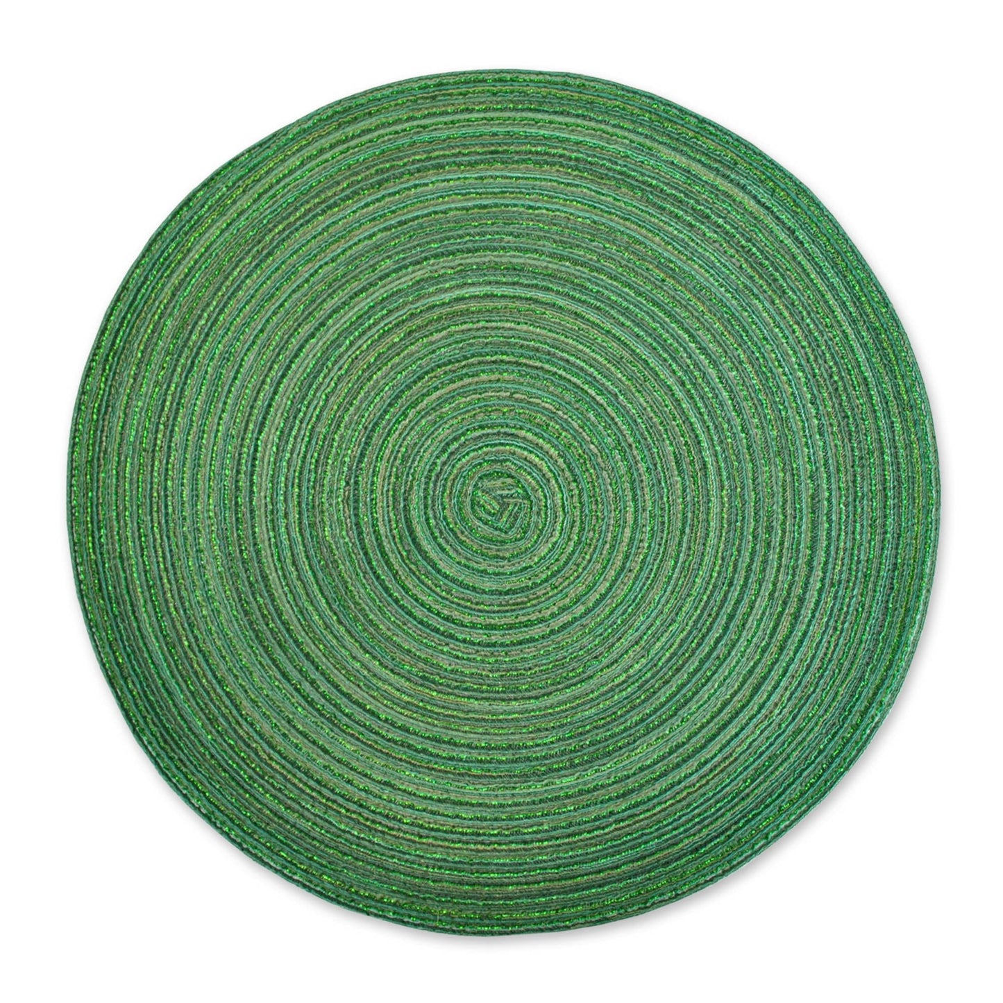 Green Metallic Variegated Round Woven Placemats, Set Of 6