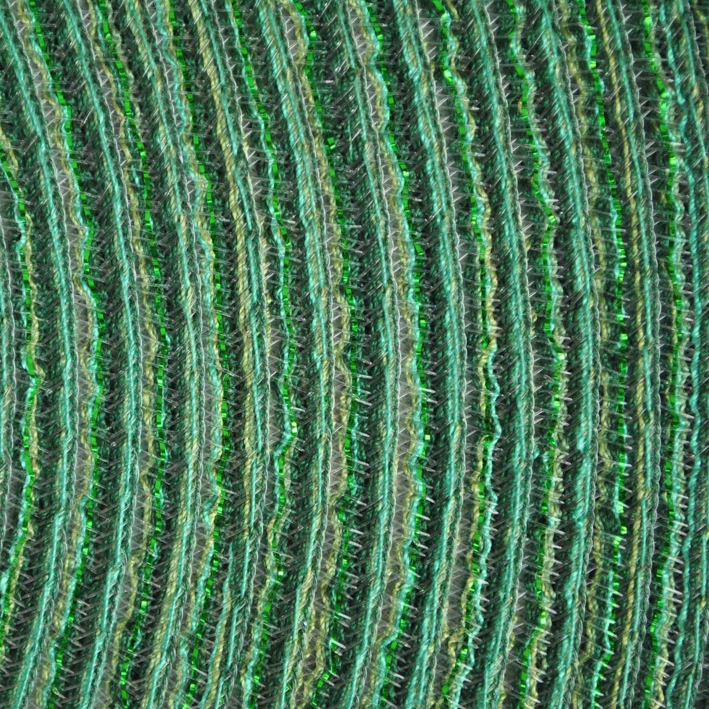 Green Metallic Variegated Round Woven Placemats, Set Of 6