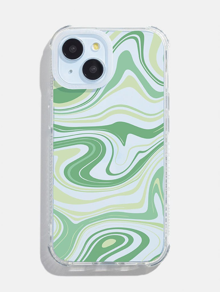 Green Retro Swirl Shock iPhone Case