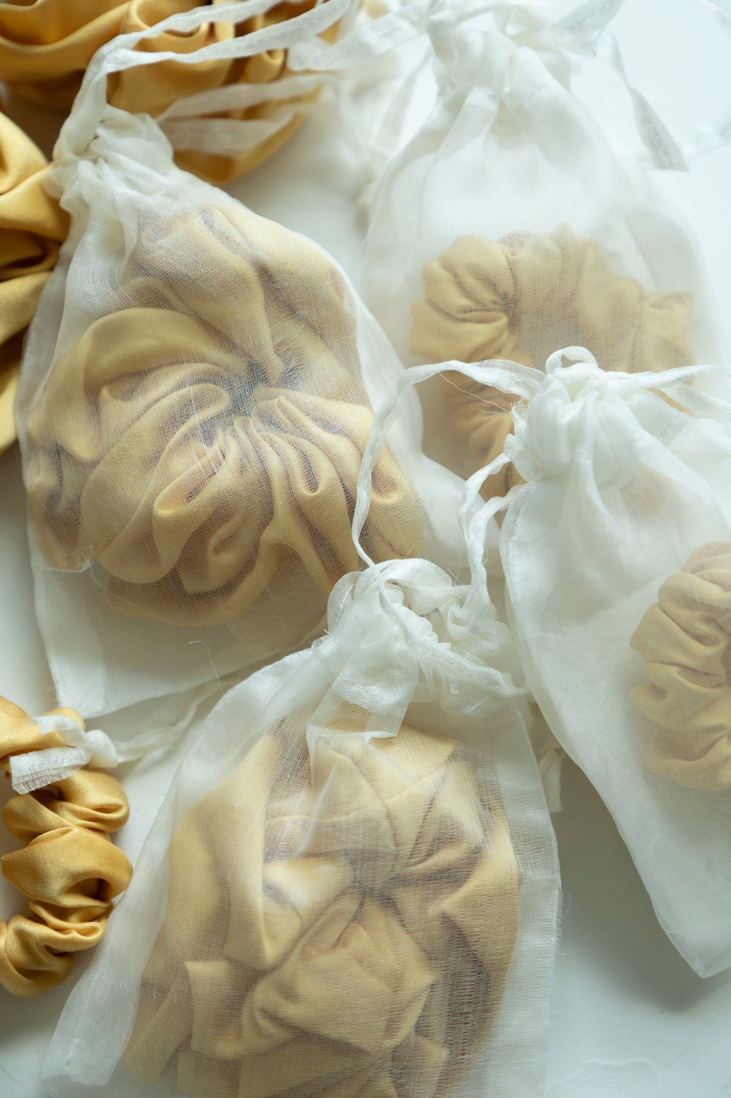 Yellow Eco-Dyed Hair Scrunchies {Large + Small}