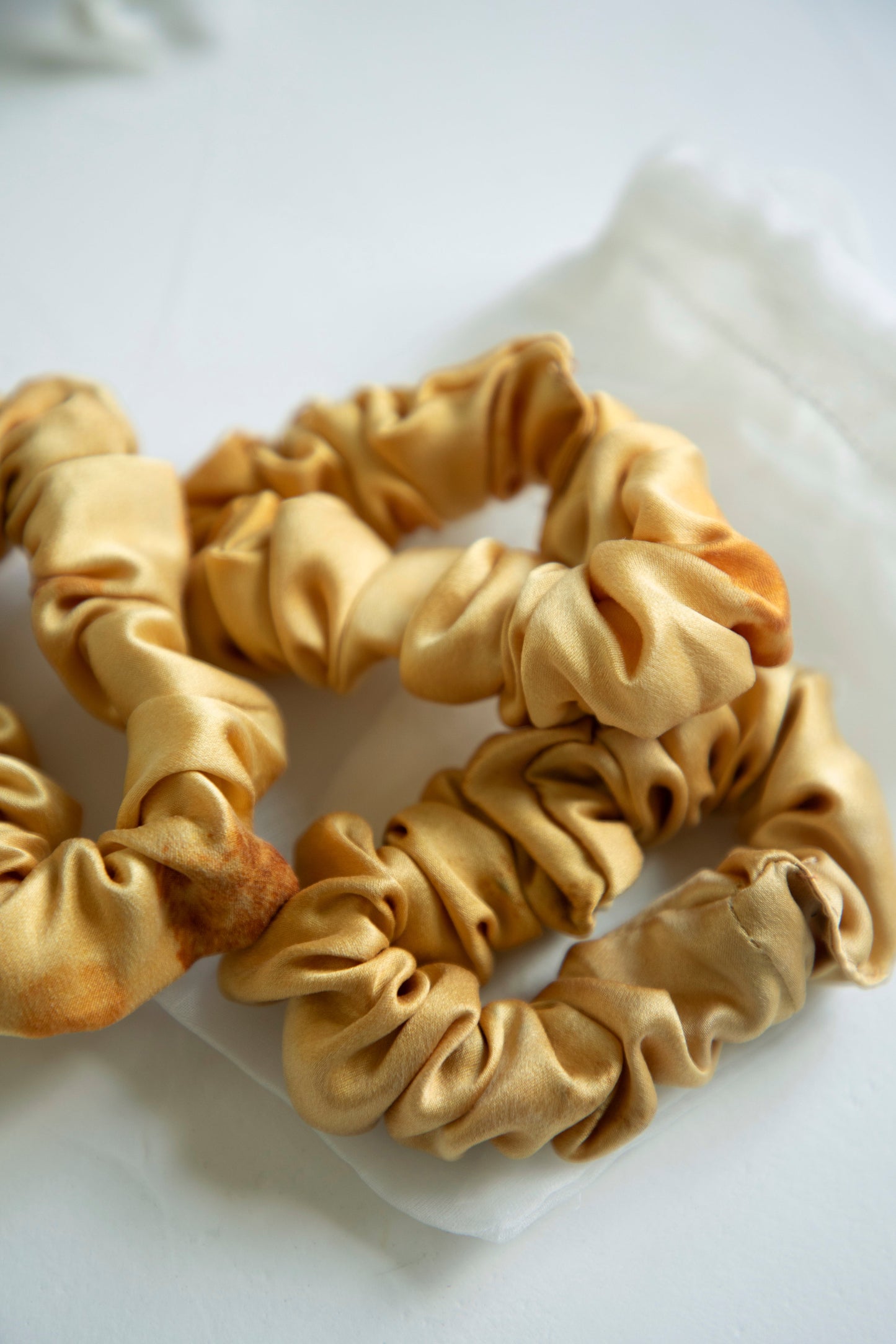 Yellow Eco-Dyed Hair Scrunchies {Large + Small}