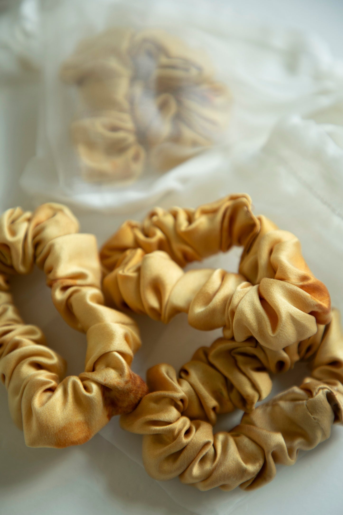 Yellow Eco-Dyed Hair Scrunchies {Large + Small}