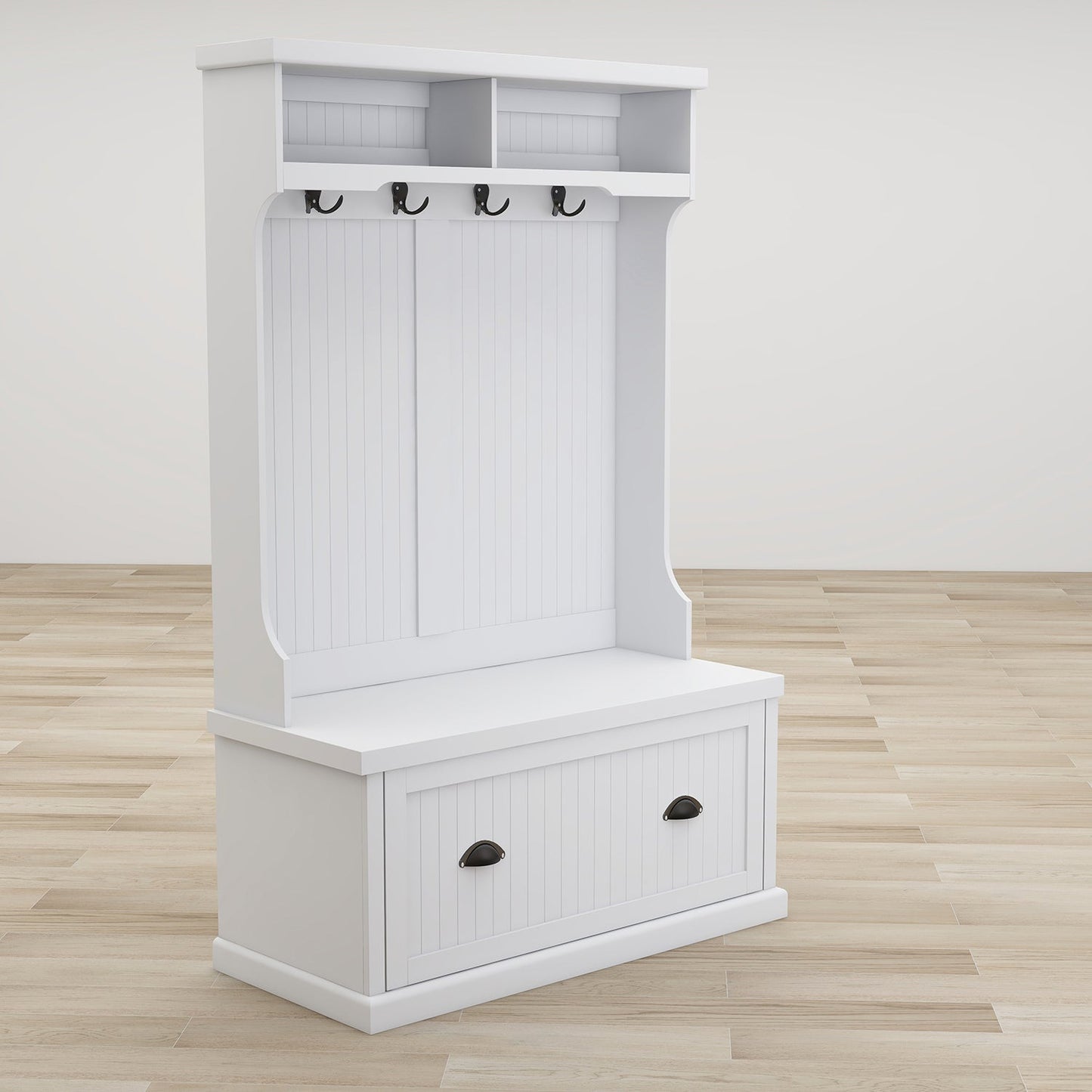 Hall Tree with Coat Rack 4 Hooks and Storage Bench