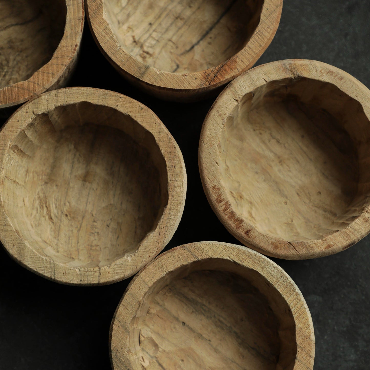 Hand-carved Primitive Bowls / SET of 5
