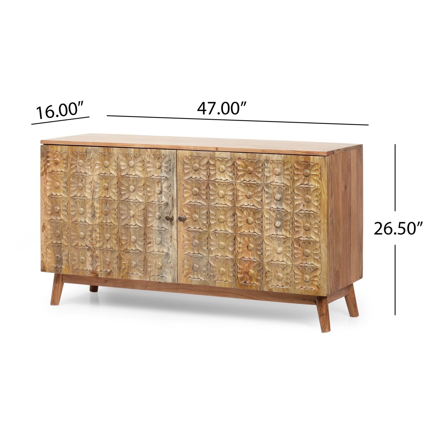 Floral Carved Handcrafted 2 Door Cabinet
