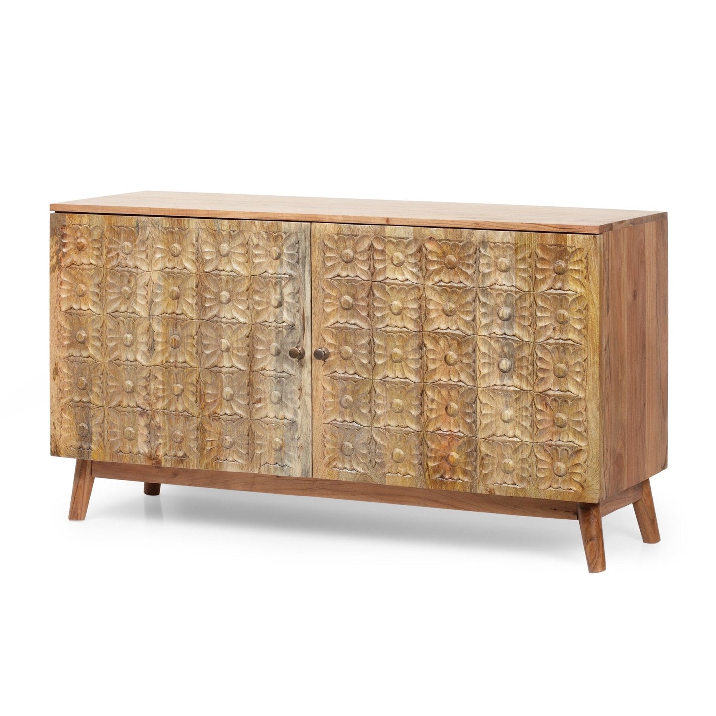 Floral Carved Handcrafted 2 Door Cabinet