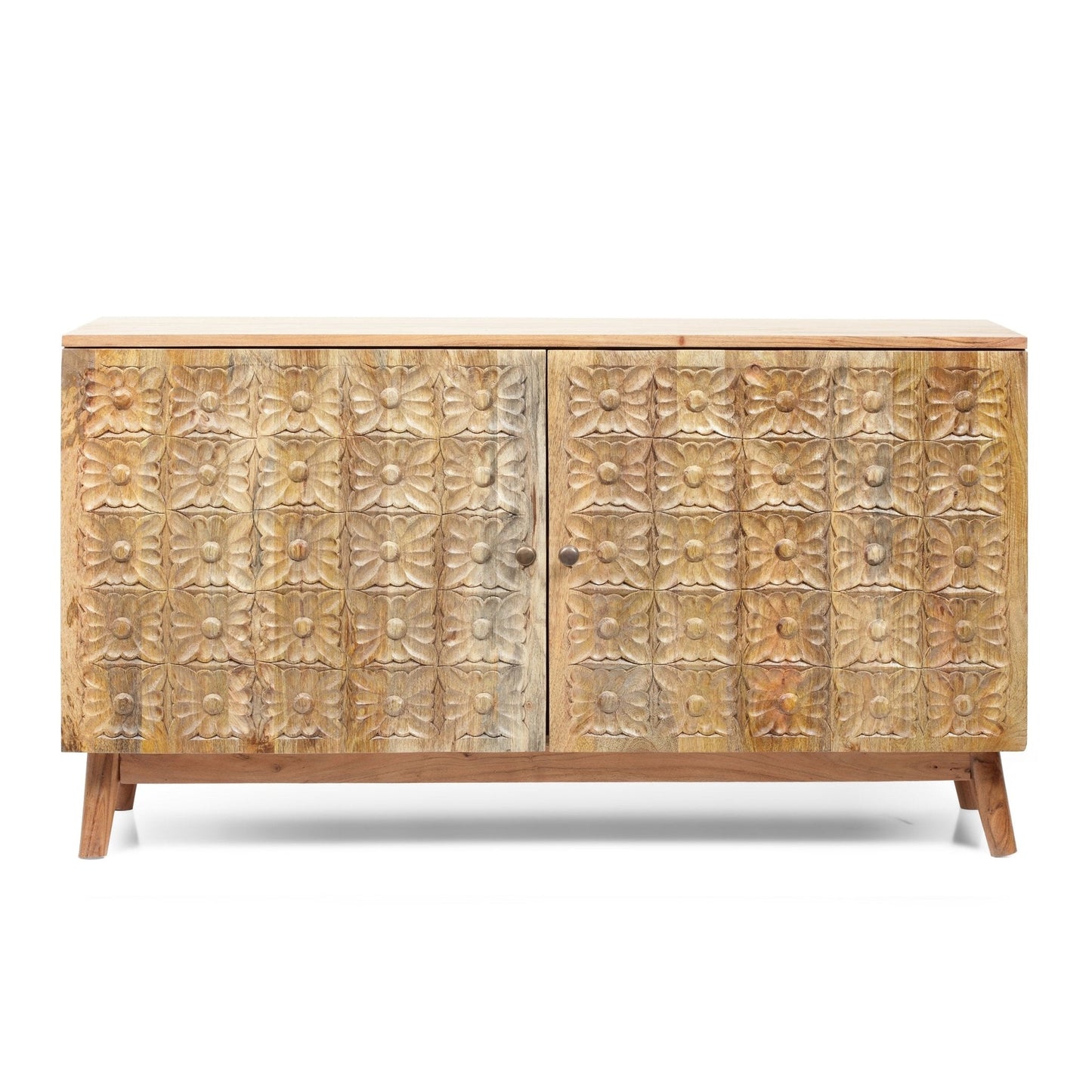Floral Carved Handcrafted 2 Door Cabinet