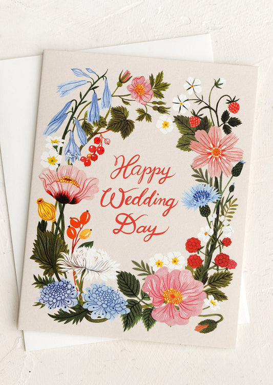 Floral Happy Wedding Day Card