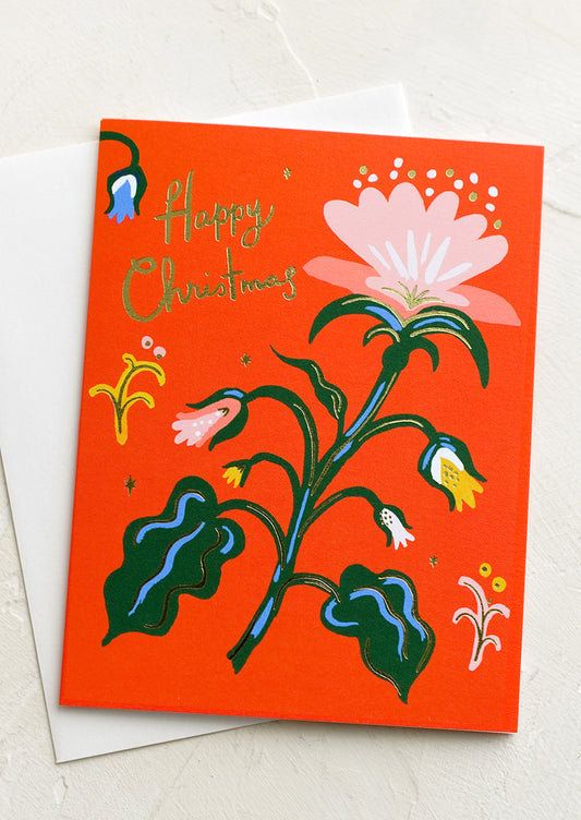 Floral Happy Christmas Card