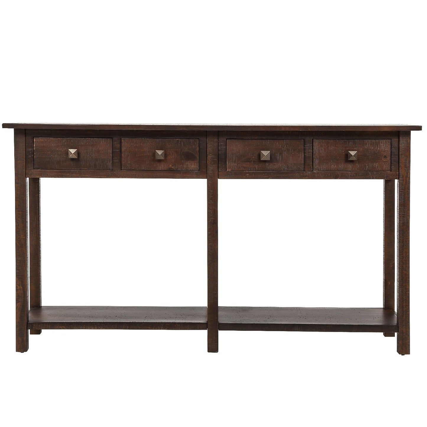 Hayden 59'' Rustic Console Table with 4 Drawers and Bottom Shelf