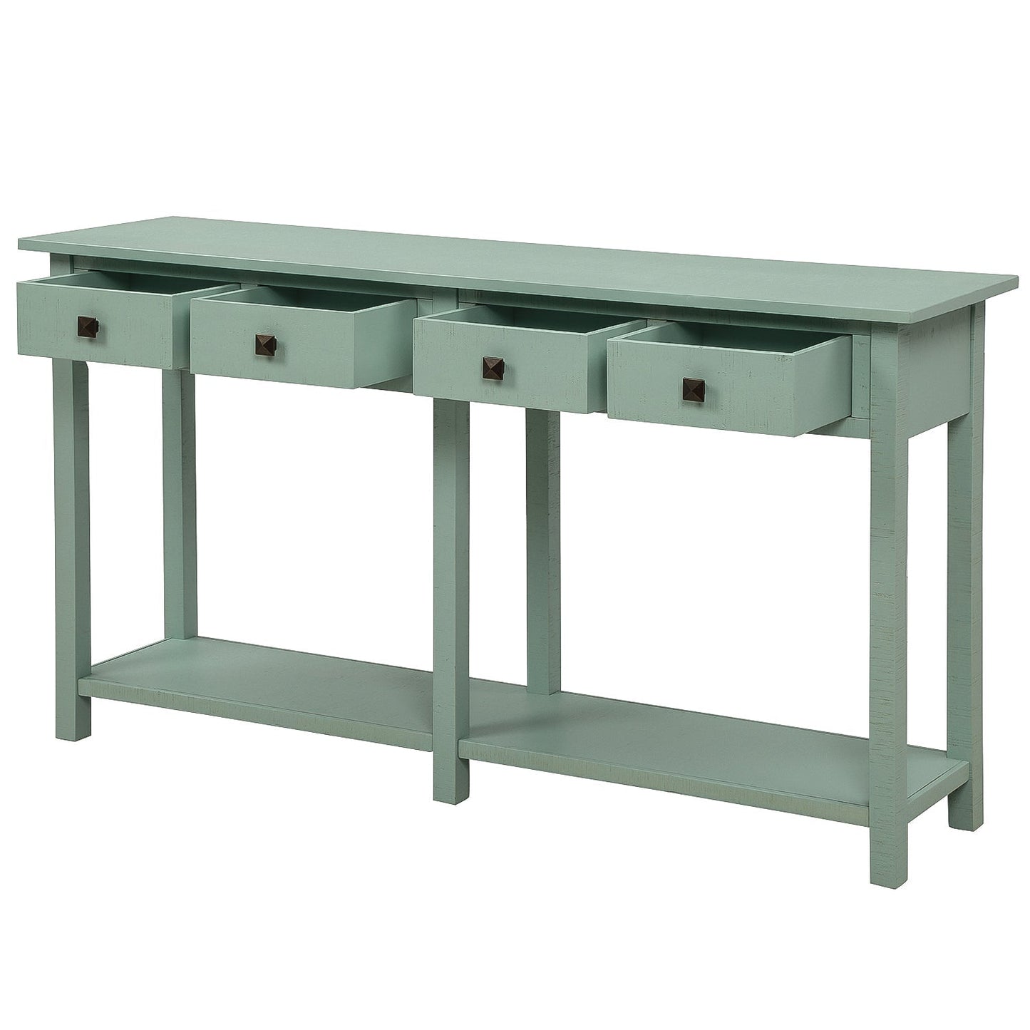 Hayden 59'' Rustic Console Table with 4 Drawers and Bottom Shelf