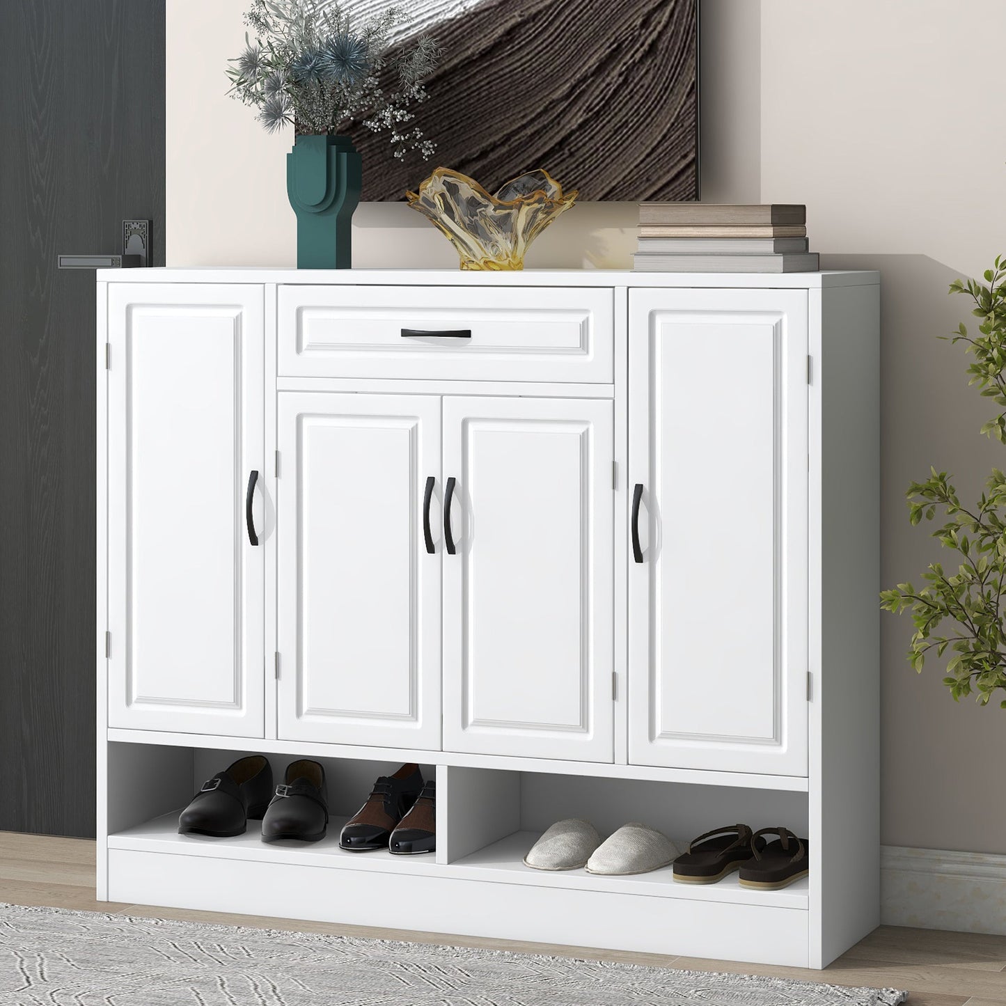 Hayes Shoe Cabinet with Sturdy Top Surface, Sideboard and Adjustable Shelves