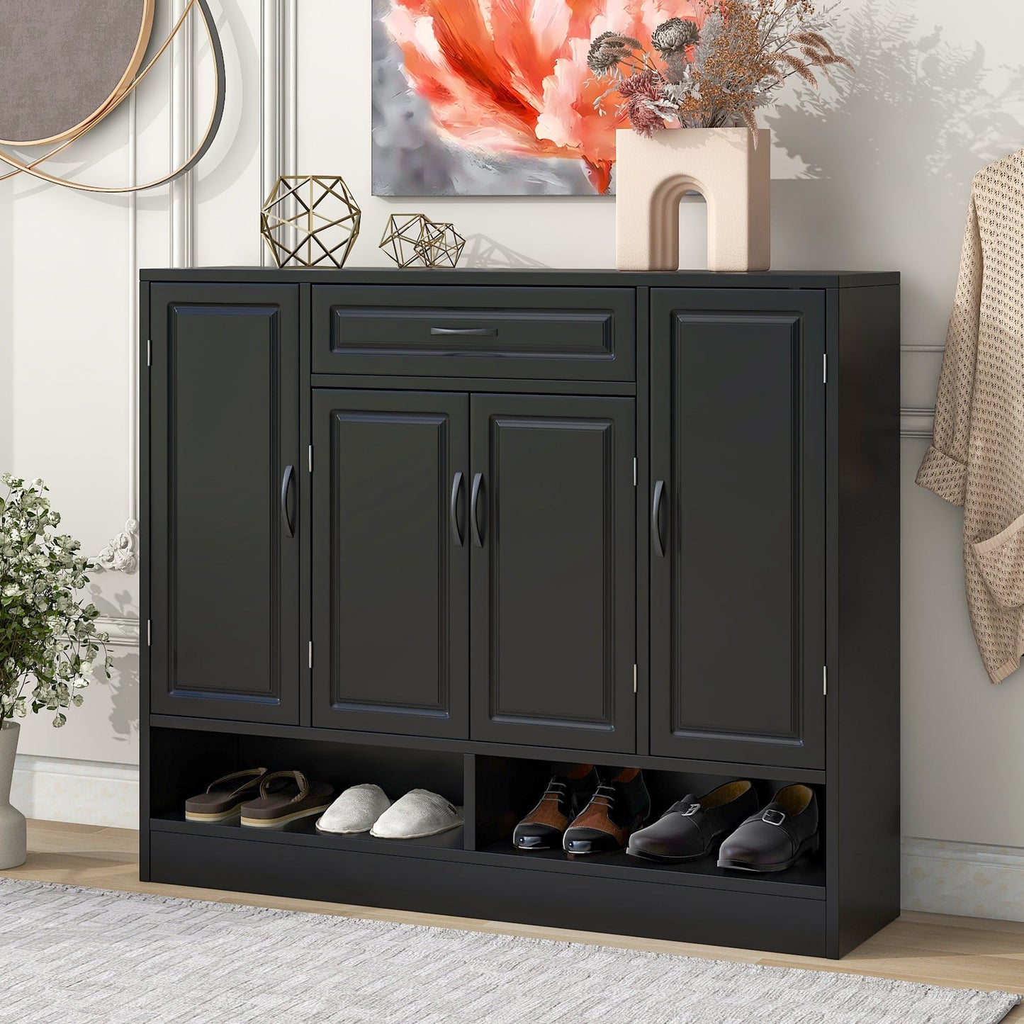 Hayes Shoe Cabinet with Sturdy Top Surface, Sideboard and Adjustable Shelves