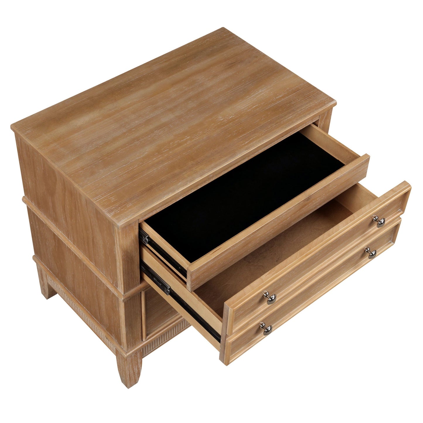 Hazel Side Table with 3 Drawers and Silver Handle