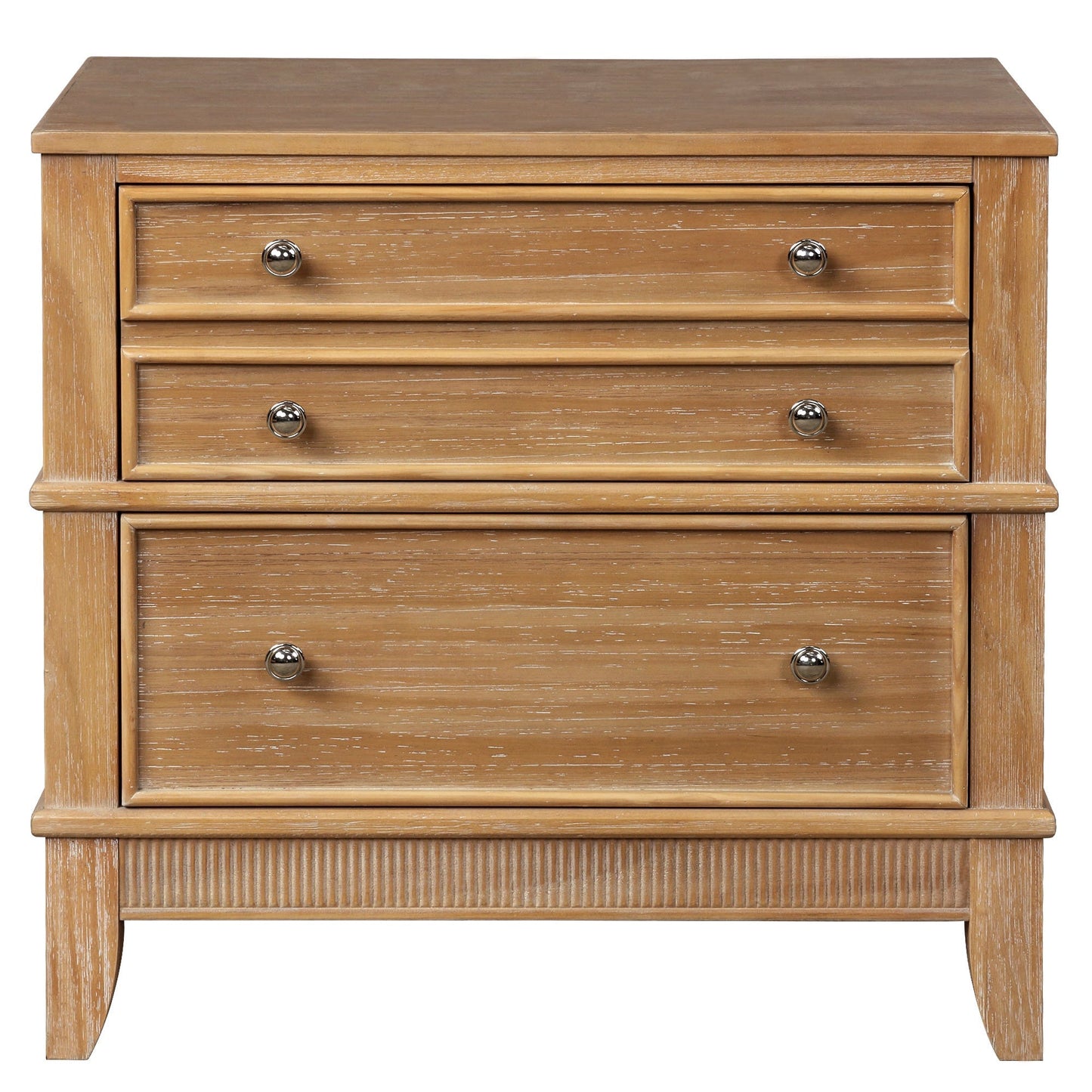 Hazel Side Table with 3 Drawers and Silver Handle
