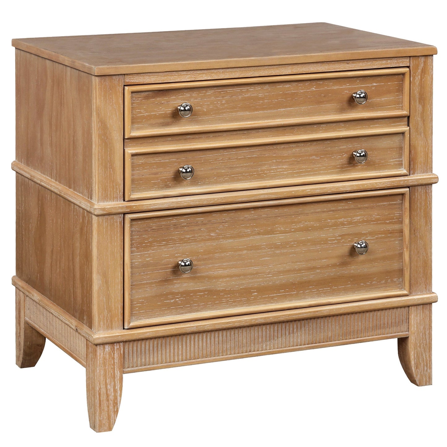 Hazel Side Table with 3 Drawers and Silver Handle