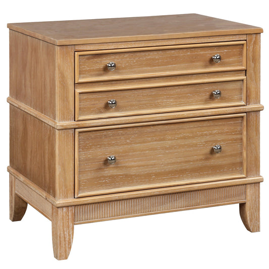 Hazel Side Table with 3 Drawers and Silver Handle