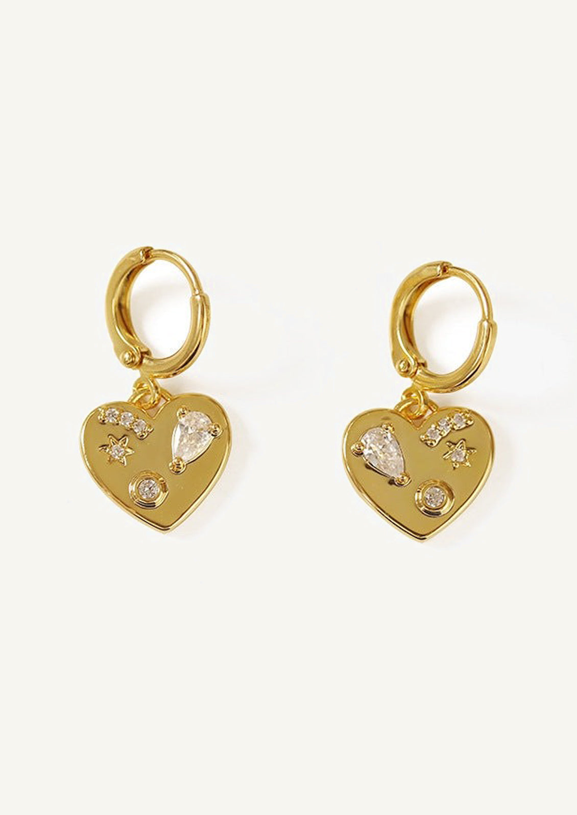 Heart Charm Huggie Hoops