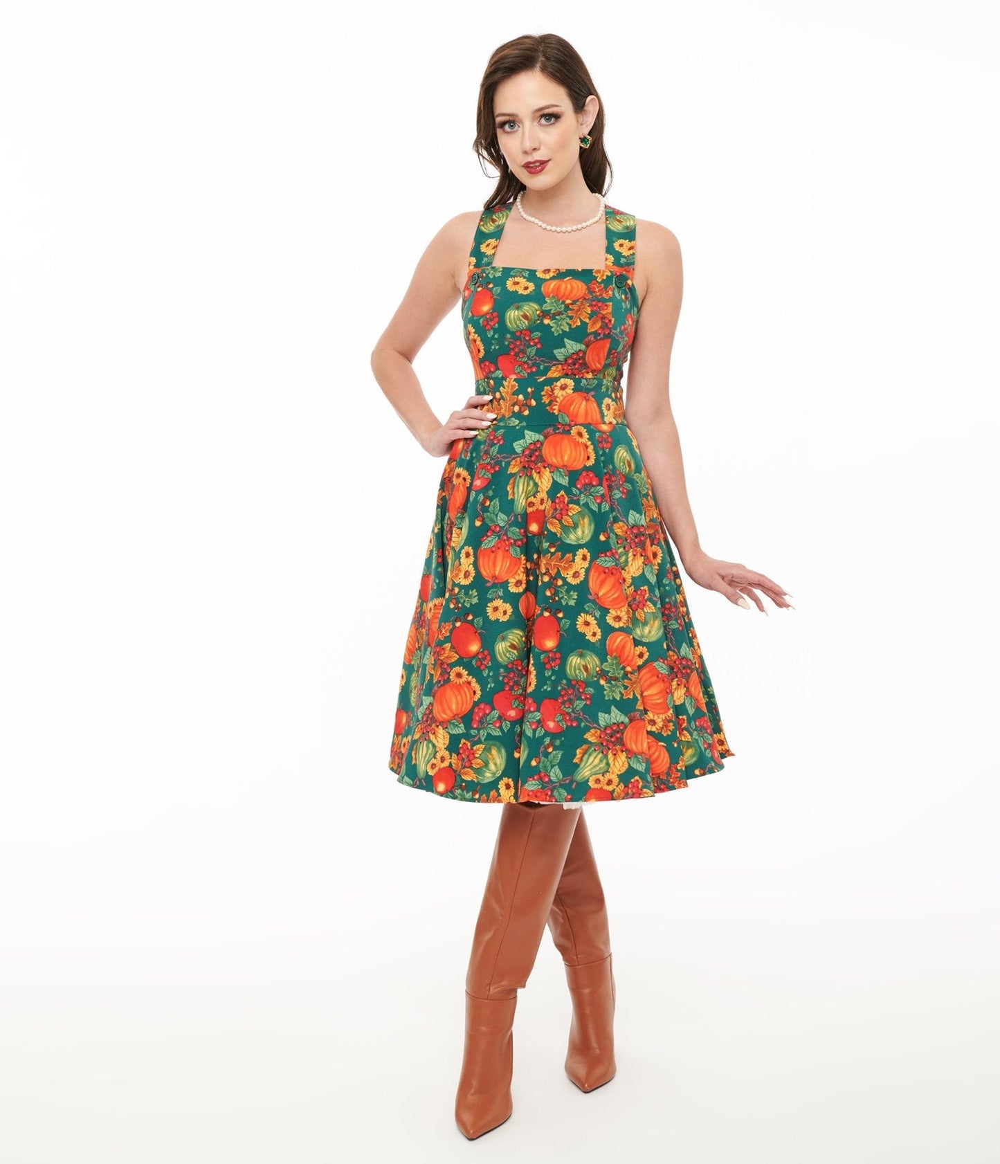 Hell Bunny 1950s Autumn Pinafore Swing Dress