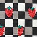 Hell Bunny Black & White Check & Strawberry Denim Mini Skirt