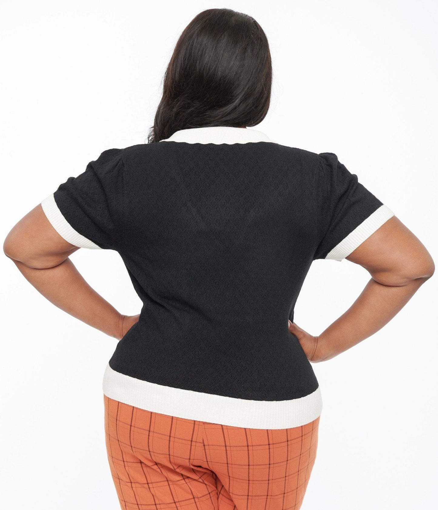 Hell Bunny Plus Size 1950s Black Jacquard Joanie Top