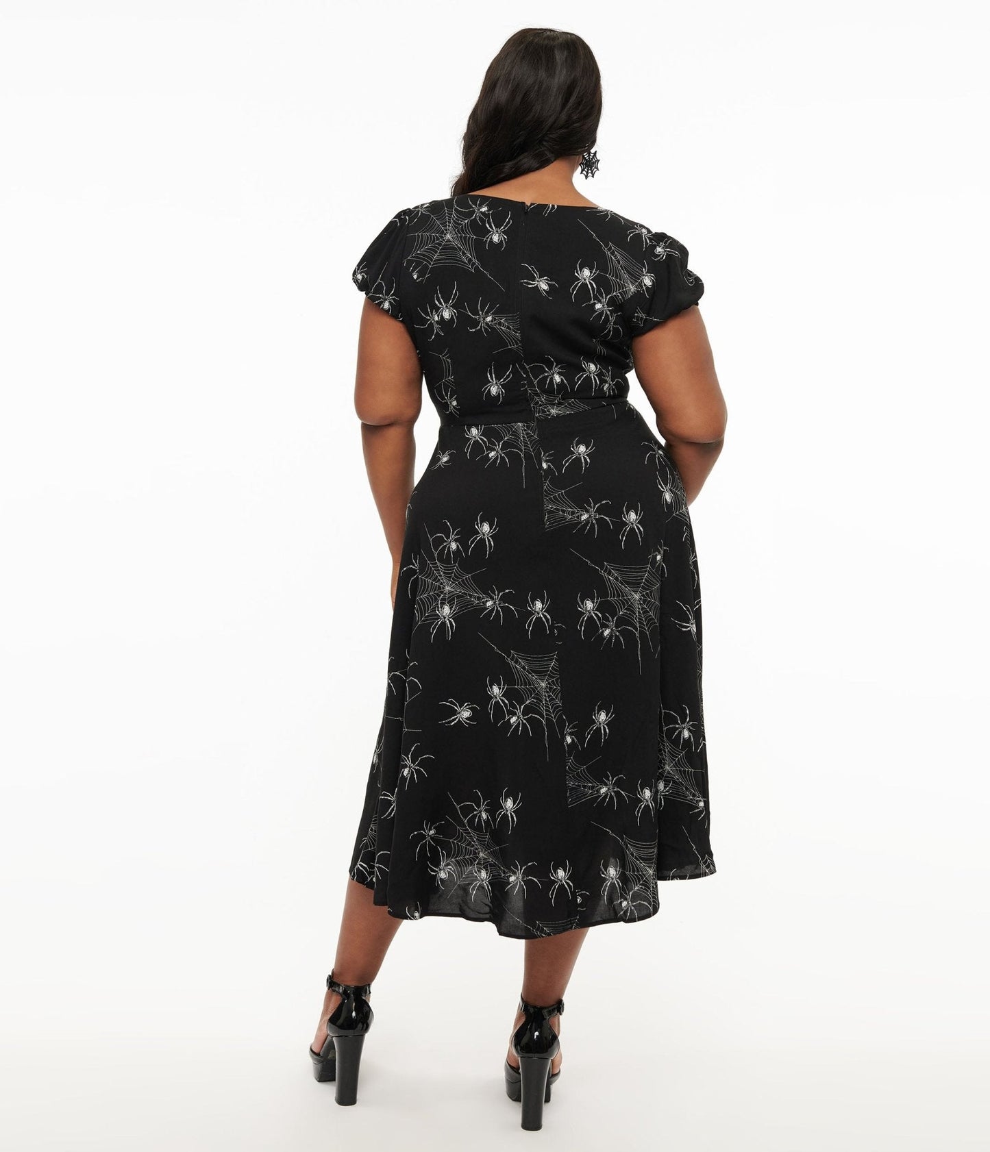 Hell Bunny Plus Size Black Grunge Spider Midi Dress