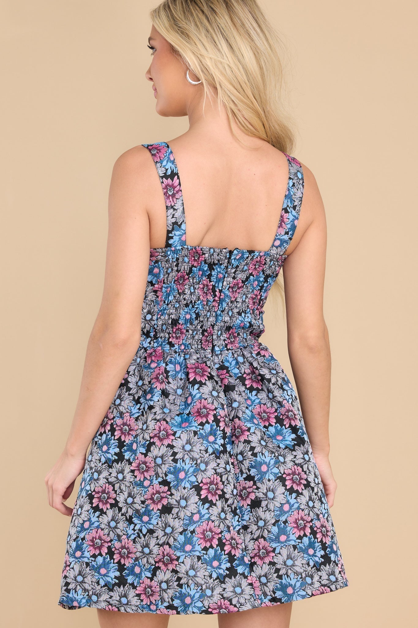 Highly Unpredictable Blue Multi Floral Print Dress