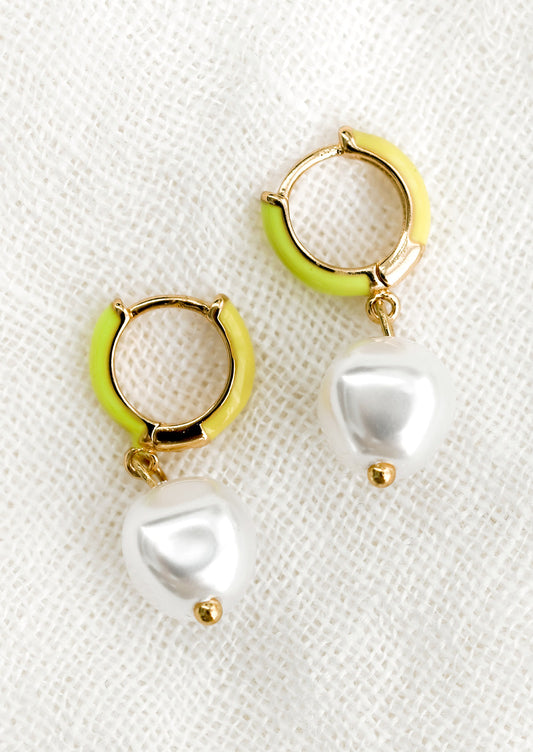 Hint of Neon Pearl Earrings