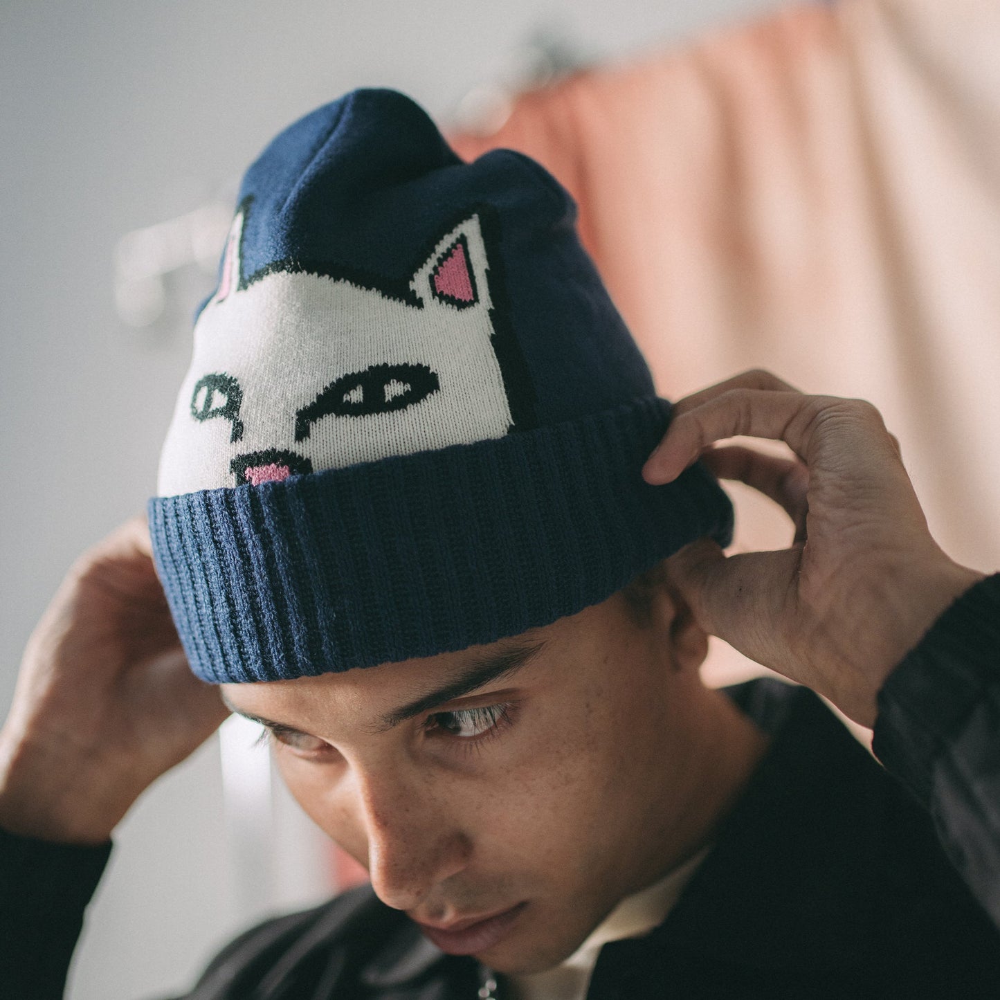 Peeking Nermal Beanie (Dark Slate)