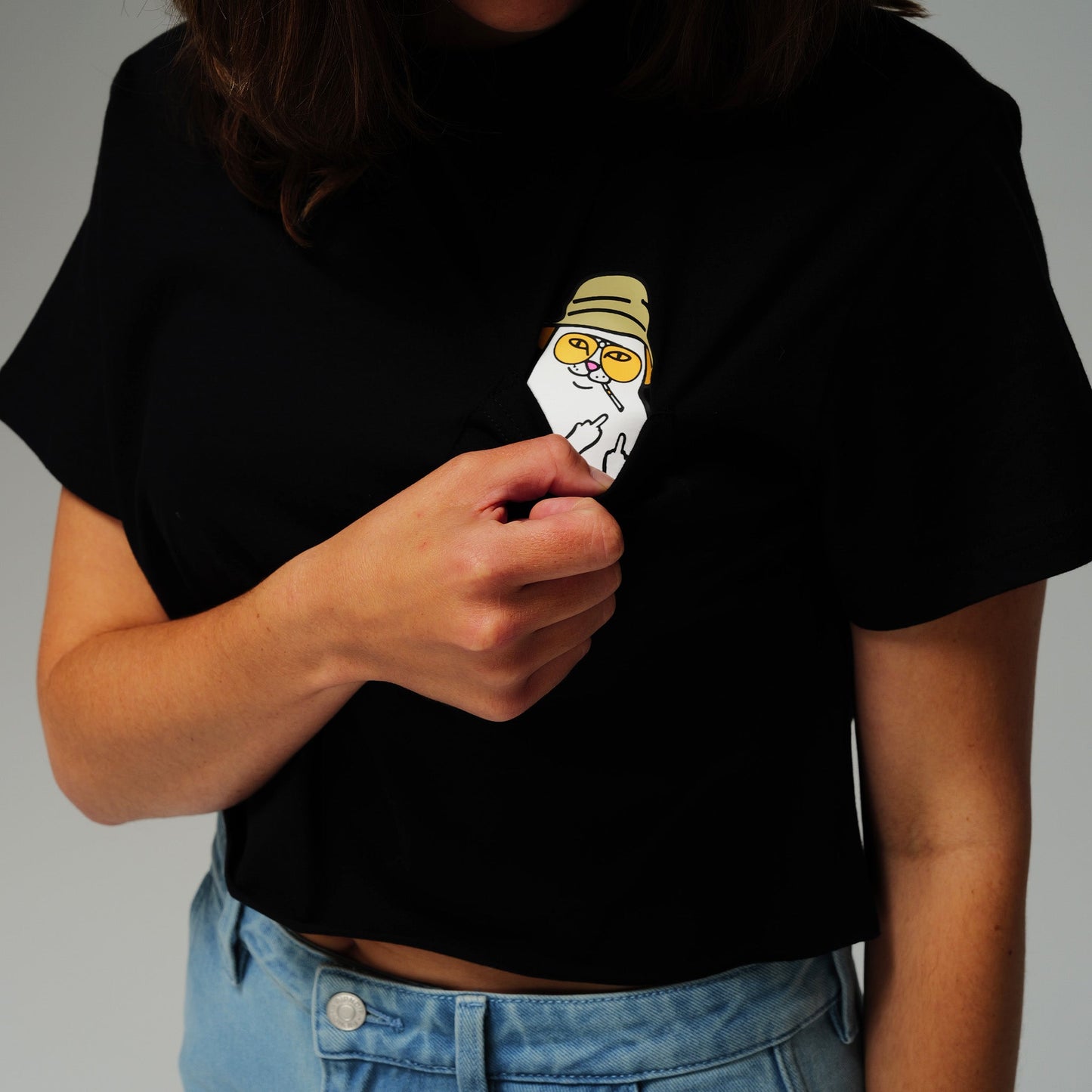 Nermal S Thompson Cropped Baby Pocket Tee (Black)