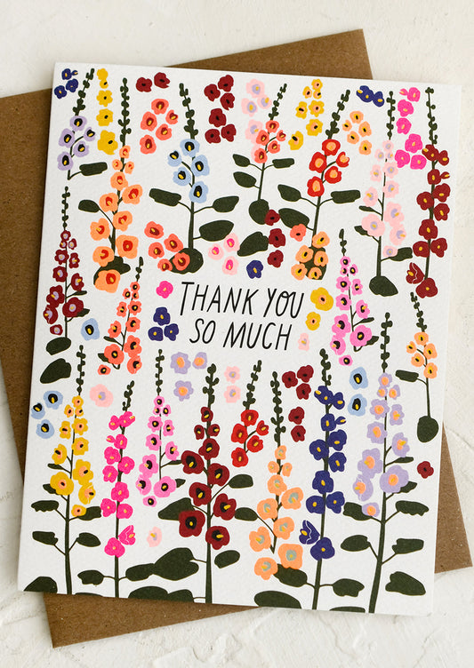 Hollyhocks Thank You Card