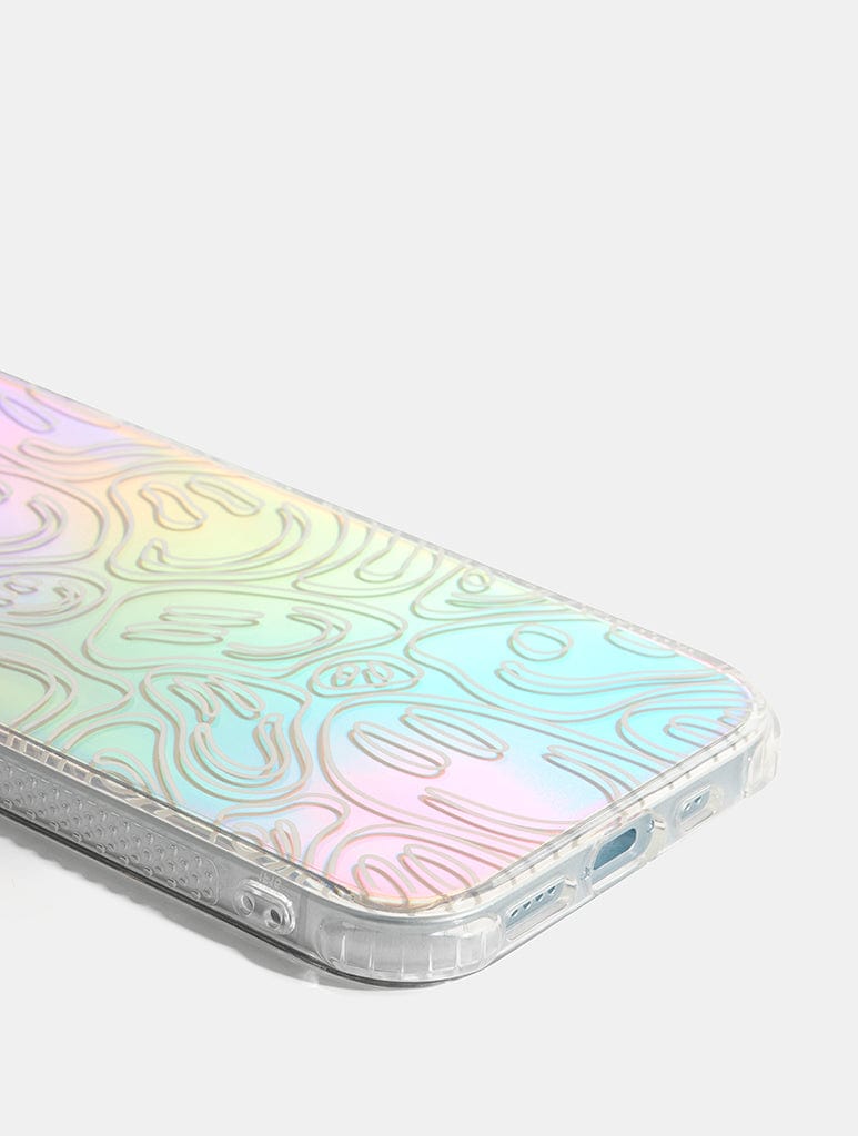 Holo Warped Happy Face Shock iPhone Case