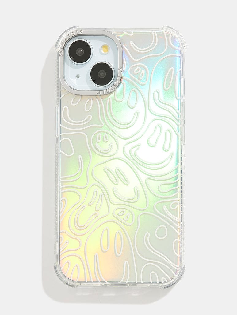 Holo Warped Happy Face Shock iPhone Case