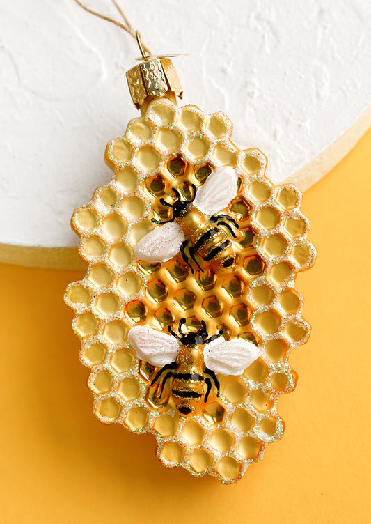 Bees On Honeycomb Ornament