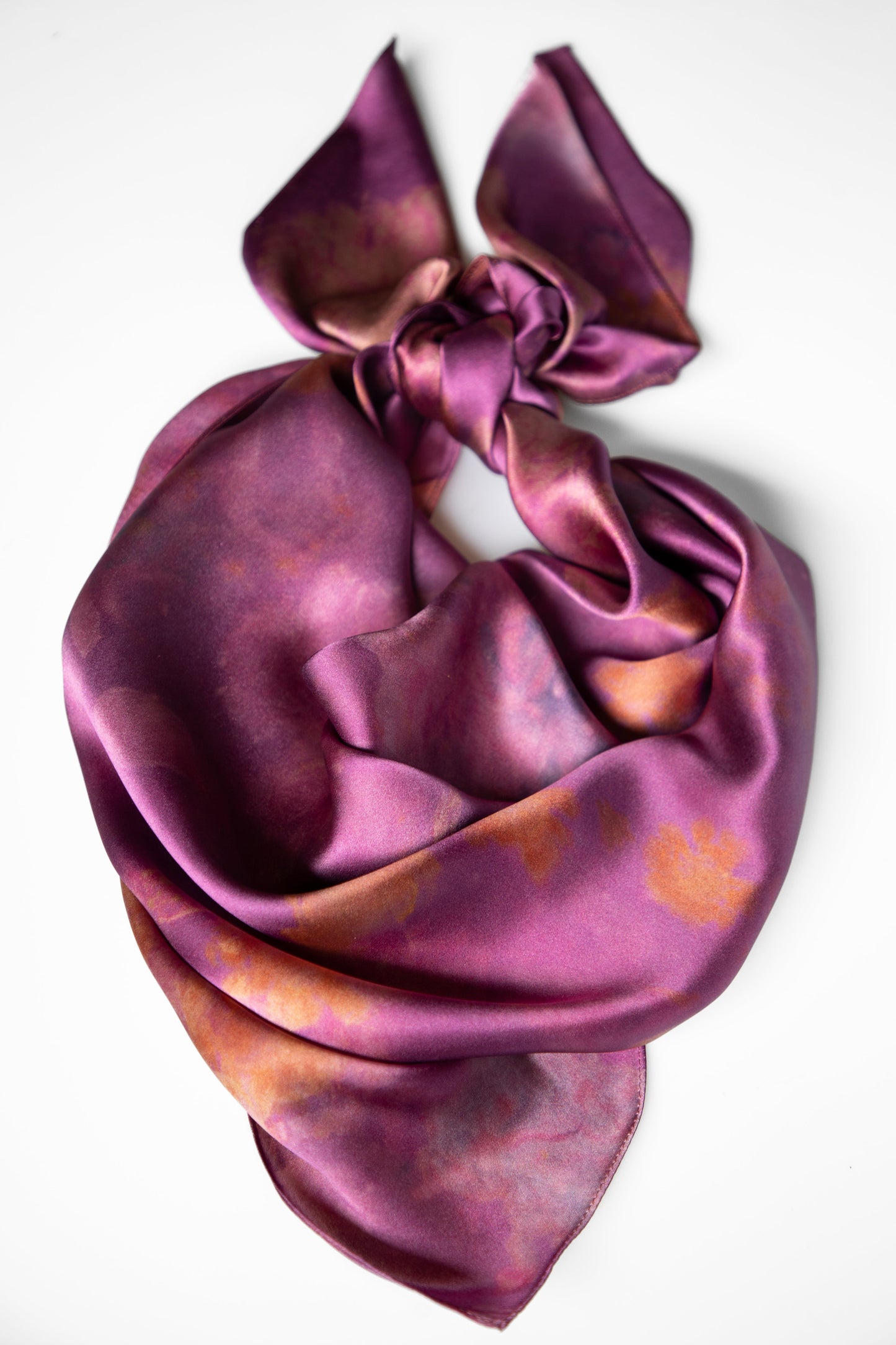 Botanical Print Pure Silk Scarf / Hot Peony