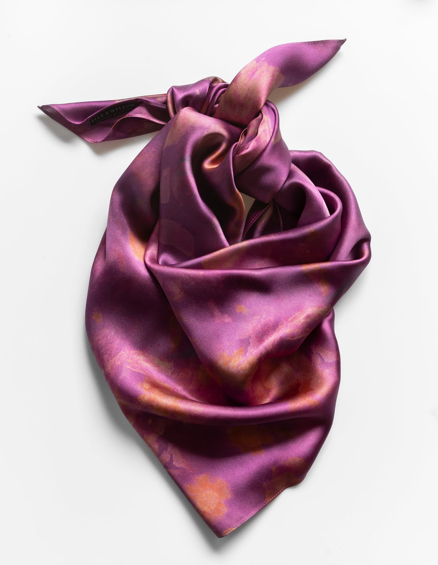 Botanical Print Pure Silk Scarf / Hot Peony