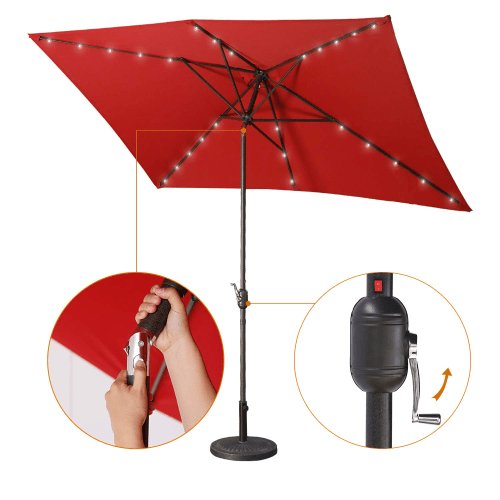 Hunter 6.5 ft. x 10 ft Patio LED Umbrella
