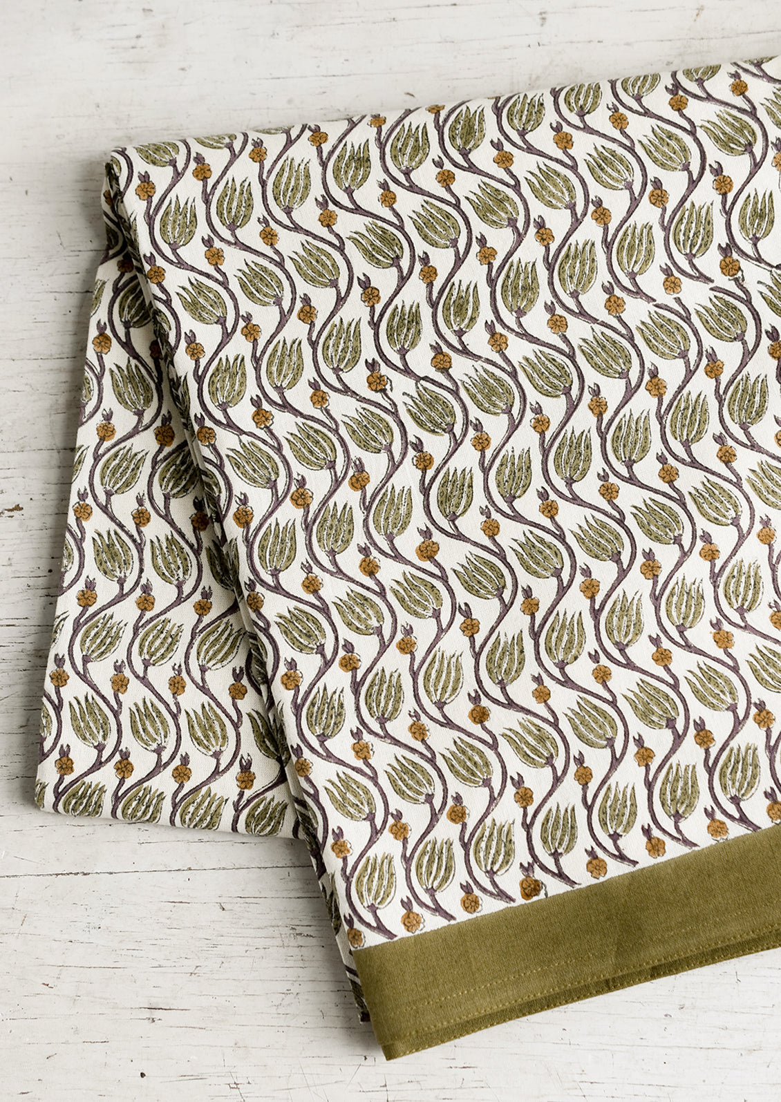 Husk Floral Block Printed Tablecloth