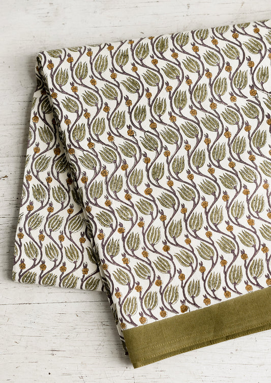 Husk Floral Block Printed Tablecloth