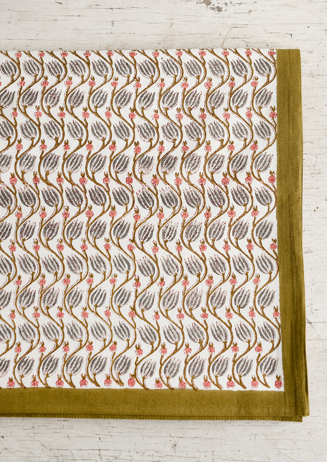 Husk Floral Block Printed Tablecloth