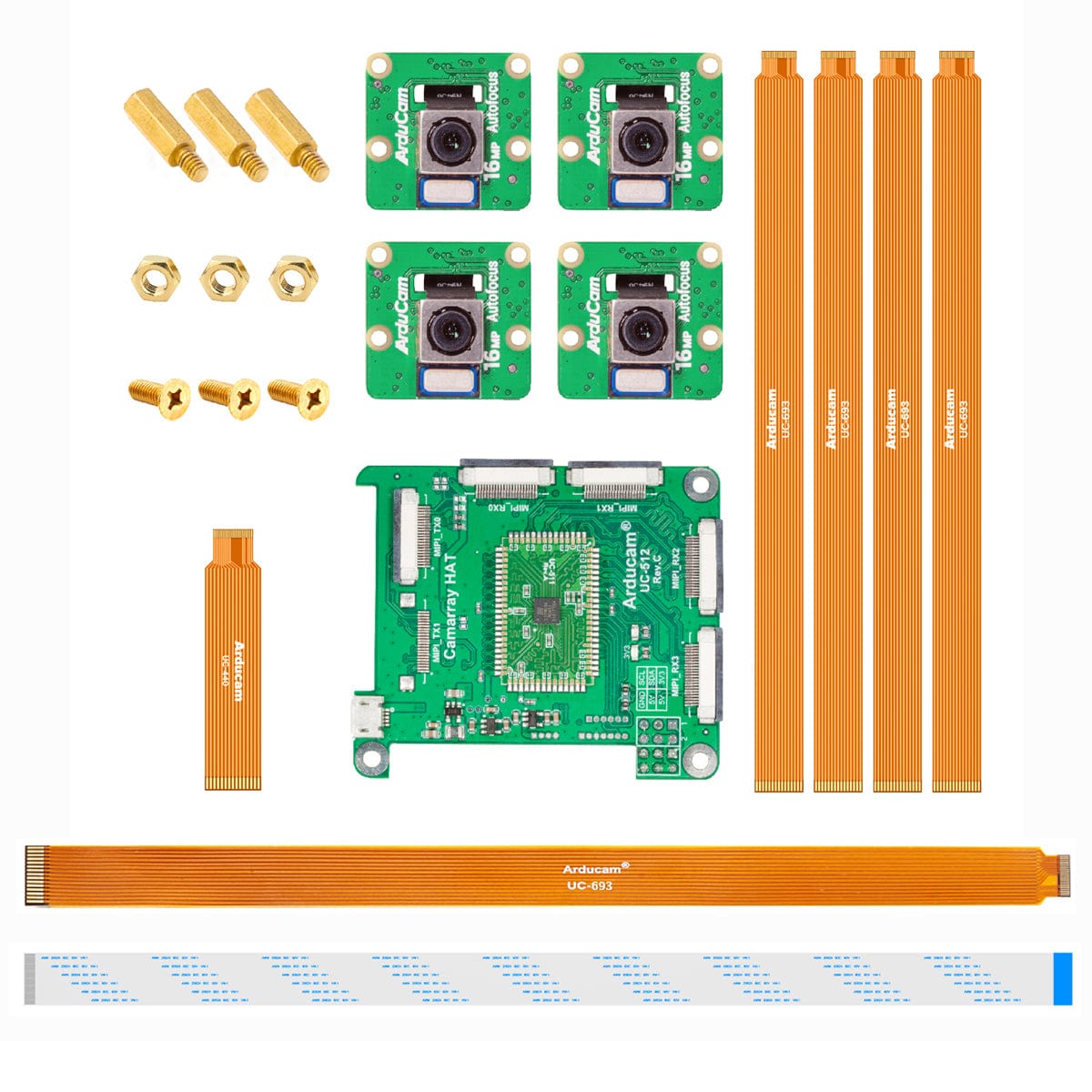 IMX519 16MP Autofocus Synchronised Quad-Camera Kit for Raspberry Pi