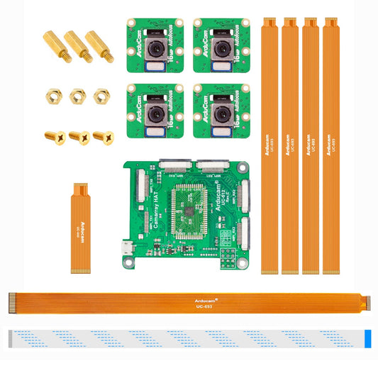 IMX519 16MP Autofocus Synchronised Quad-Camera Kit for Raspberry Pi