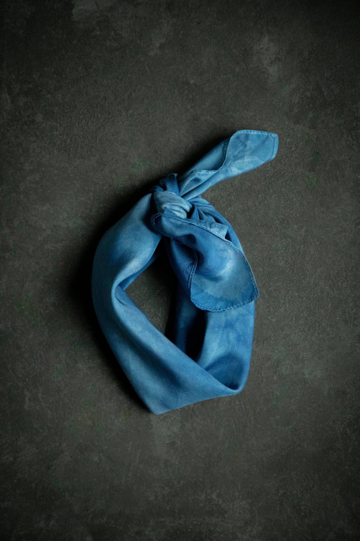 Original Eco-Print Silk Scarf 19 x 19" {Indigo Dip-Dyed}