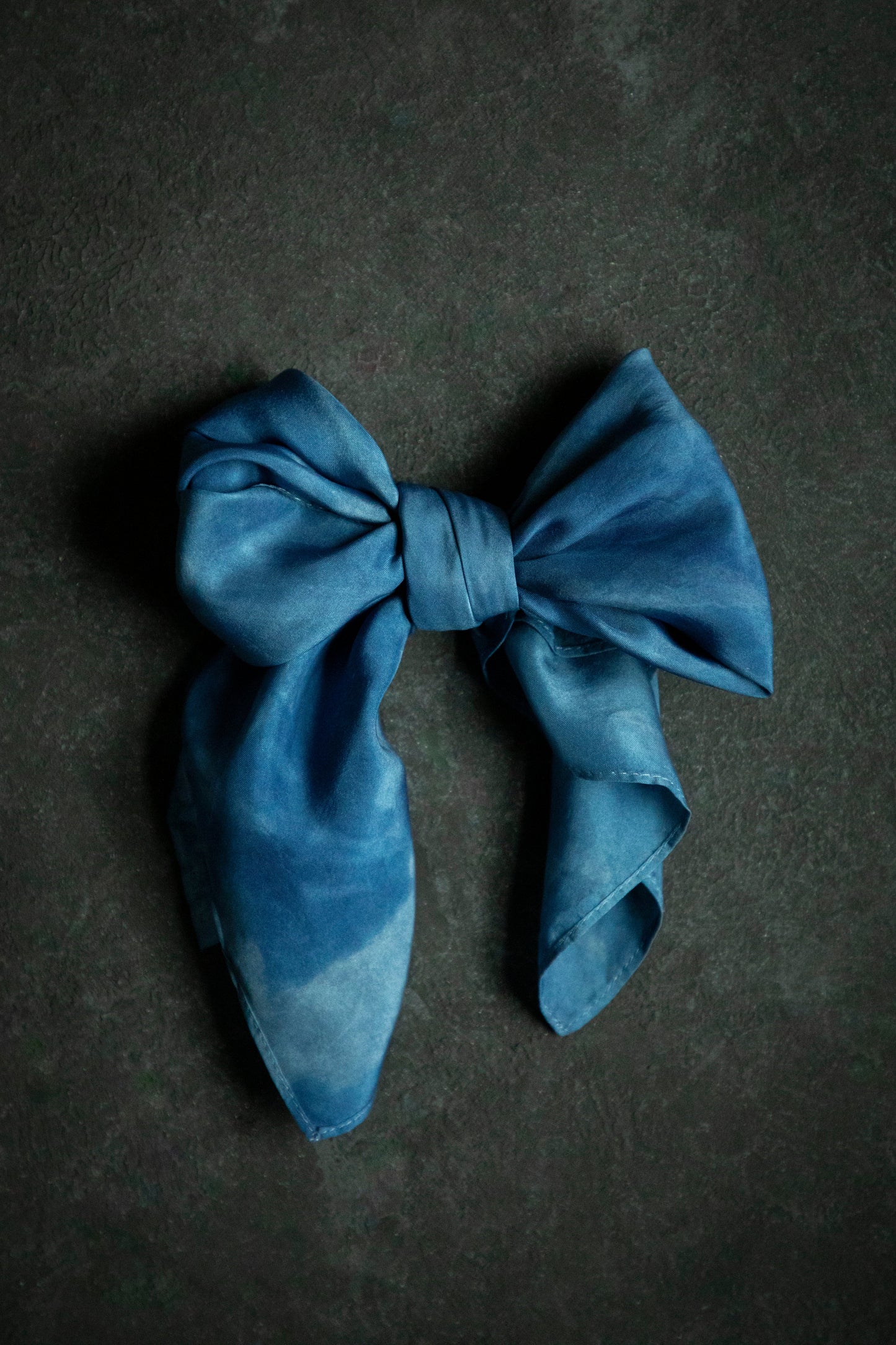 Original Eco-Print Silk Scarf 19 x 19" {Indigo Dip-Dyed}