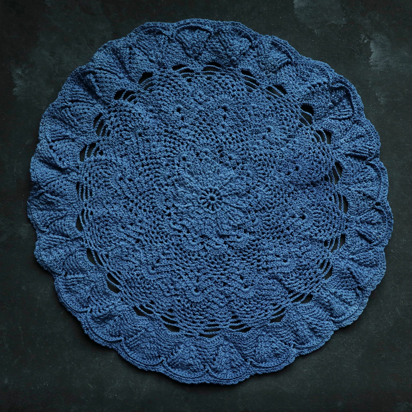 Indigo Dyed Crochet Doily